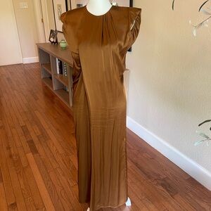 COS Satin Maxi Dress in Warm Brown